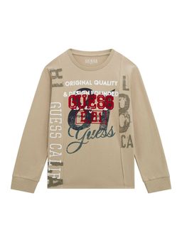 Guess - Boys Beige Printed Regular Fit T-Shirt
