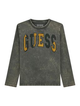 Guess - Boys Faded Grey Typography Regular Fit T-Shirt