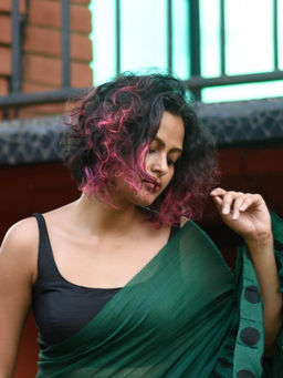 Suta - Women Black Solid Artificial Silk Saree Blouse