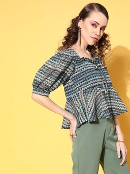 AAREIN - Women Tranquil Teal Nuovo Sleeves Top