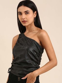 AAREIN - Women Black One Shoulder Crop Top