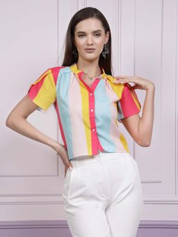 AAREIN - Multicolor Immutable Stripe Crop Shirt