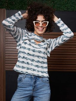 AAREIN - Women Round Neck Knits Cut-Out Top