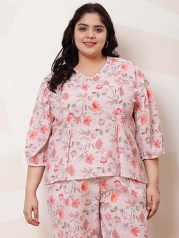 AAREIN - Ample Plus Size Floral Printed A-Line Top