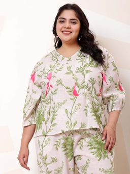 AAREIN - Green Ample Plus Size Printed Top