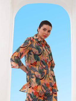 AAREIN - Women Printed Collar Neck Cotton Shirt