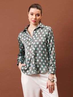 AAREIN - Immutable Print Satin Shirt Style Top