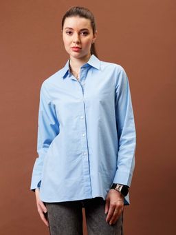 AAREIN - Blue Immutable Cotton Solid Shirt