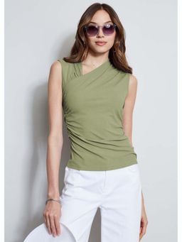 AAREIN - Green Immutable Women Solid Ruched Top