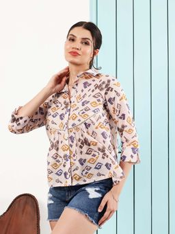 AAREIN - Women Printed Collar Neck Cotton Top