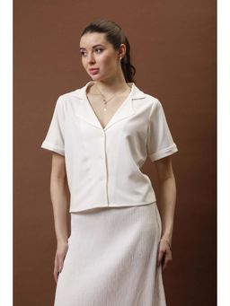 AAREIN - Women White Scuba Solid Shirt