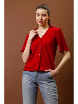 AAREIN - Red Immutable Women Solid Shirt