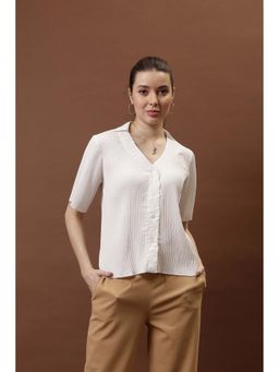 AAREIN - White Immutable Women Solid Shirt