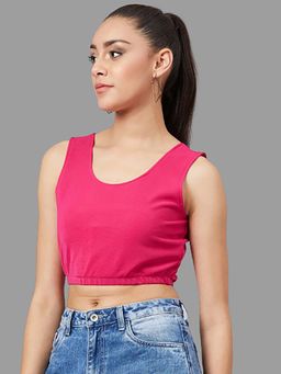 AAREIN - Women Pink Solid Crop Top