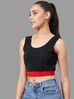 AAREIN - Women Black Solid Crop Top