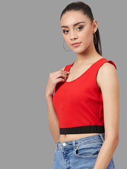 AAREIN - Women Red Solid Crop Top