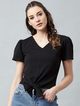 AAREIN - Women Black Solid Top
