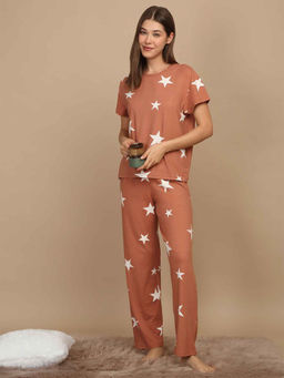 Sweet Dreams - Women Printed T-Shirt with Pyjama (Set of 2)