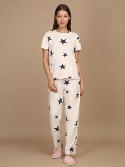 Sweet Dreams - Women Printed T-Shirt with Pyjama (Set of 2)