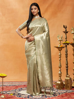 Kasee - Women Green Art Silk Woven Saree with Unstitched Blouse