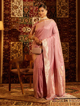 Kasee - Women Lavender Art Silk Woven Saree with Unstitched Blouse