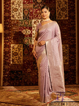 Kasee - Women Lavender Art Silk Woven Saree with Unstitched Blouse