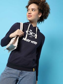 Campus Sutra - Womens Navy Blue Printed Sweatshirt