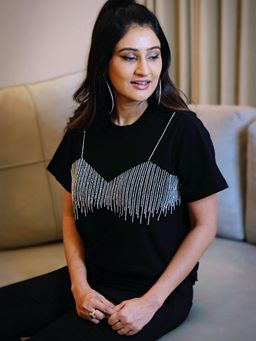 Attic Salt - Bustier Bling Babe Black T-shirt