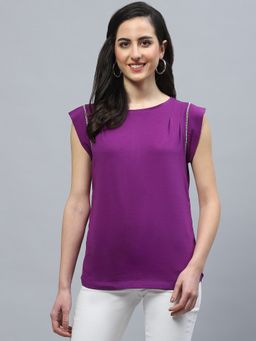 Attic Salt - Purple Embellished Top