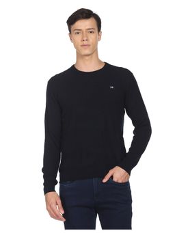 Arrow - Sports Men Navy Crew Neck Textured Acrylic Sweater