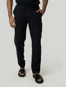 TERRA LUNA - Crux Linen Drawstring Black Pant