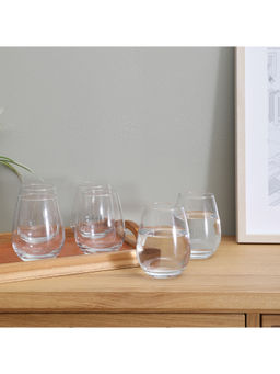 HomeTown - Fiesta Glass Concave Whisky Glass 350 ml Set of 6 in Transparent Colour