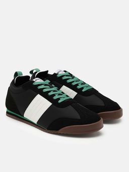 United Colors of Benetton - Black Solid Lace-Up Retro Toe Covered Sneakers