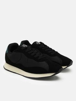 United Colors of Benetton - Black Solid Lace-Up Athletic Sneakers