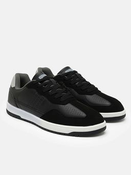 United Colors of Benetton - Black Perforations Lace-Up Court Sneakers