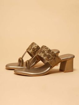 ERIDANI - Avika Antique Bronze Embroidered Kolhapuris