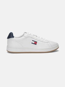 Tommy Hilfiger - Solid White Leather Sneakers
