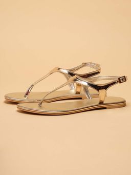 ERIDANI - Fiona Gold T-Strap Sandals