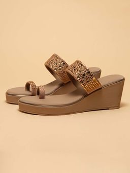 ERIDANI - Niti Beige Embellished Wedges