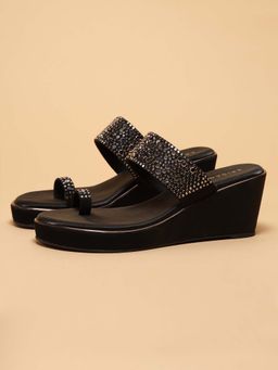 ERIDANI - Niti Black Embellished Wedges
