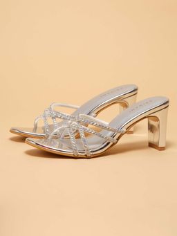 ERIDANI - Selora Silver Embroidered Heels