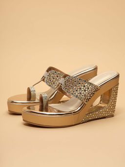 ERIDANI - Sheiza Gold Embellished Wedges
