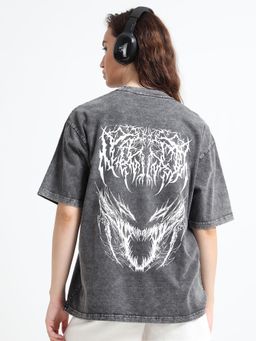 RHINO CULT - Women Erosion T-shirtacid Wash Oversize T-shirt