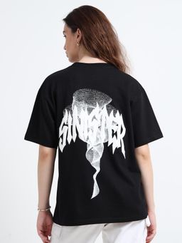 RHINO CULT - Women Black Sin Ister Smoke Oevrssize T-shirt