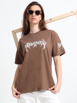 RHINO CULT - Women Gothic Sleeve Brown T-shirt