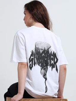 RHINO CULT - Women White Sinister Smoke Oversize T-shirt