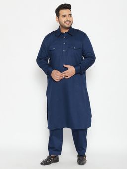 Vastramay - Men Blue Cotton Blend Pattani