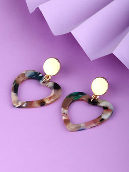 Lilly & Sparkle - Gold Toned Heart Shaped Acetate Drop Earrings
