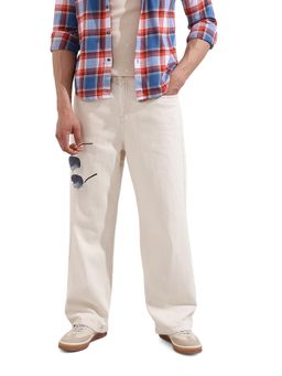 The Indian Garage Co - Men Cream Baggy Fit Solid Mid-Rise Eternity Jeans