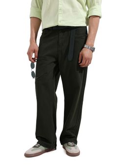 The Indian Garage Co - Men Green Baggy Fit Solid Mid-Rise Eternity Jeans